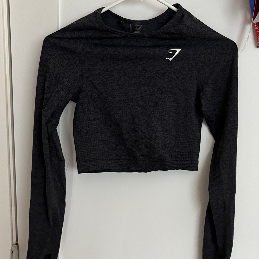 Gymshark Charcoal Long Sleeve Crop Top